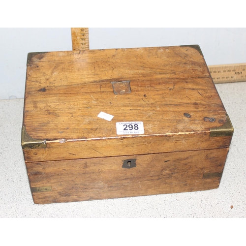 298 - 5 assorted antique and later wooden boxes and leather cases etc and a retro wooden stool box