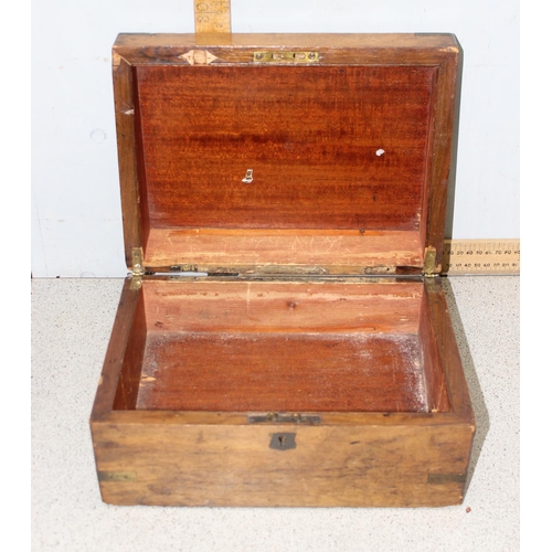 298 - 5 assorted antique and later wooden boxes and leather cases etc and a retro wooden stool box