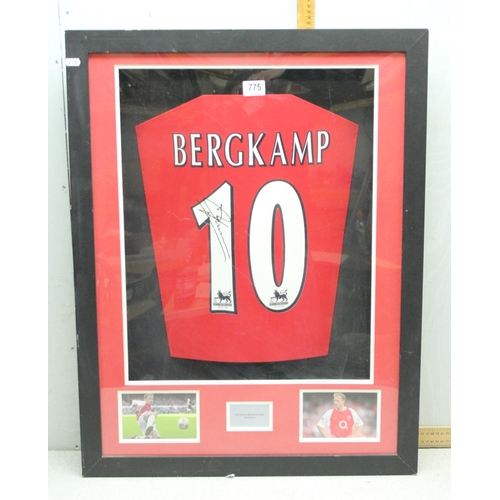 775 - A signed Dennis Bergkamp Arsenal number 10 shirt framed & glazed with COA