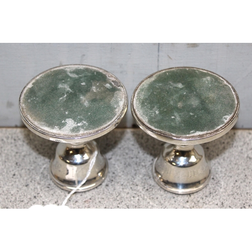 1069 - Pair of weighted sterling silver dwarf candlesticks hallmarked for Birmingham 1965 with rubbed maker... 