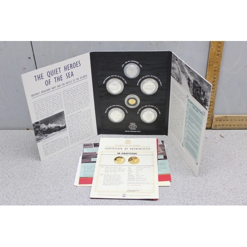 1220 - The Merchant Navy - ' The Battle Of The Atlantic ' full presentation set featuring six coins - 5 0.9... 