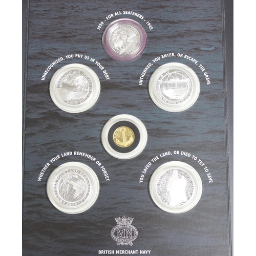 1220 - The Merchant Navy - ' The Battle Of The Atlantic ' full presentation set featuring six coins - 5 0.9... 