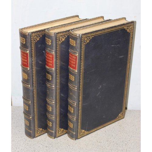 562A - Three high quality full leather-bound book volumes of ‘Selected Academy Lectures’ with gold leaf dec... 