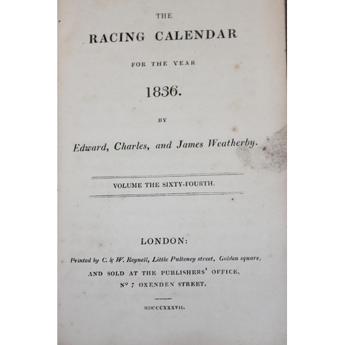 565B - 8 early 19th century leather bound racing calendars for the years 1815, 1816, 1826, 1834, 1835, 1836... 