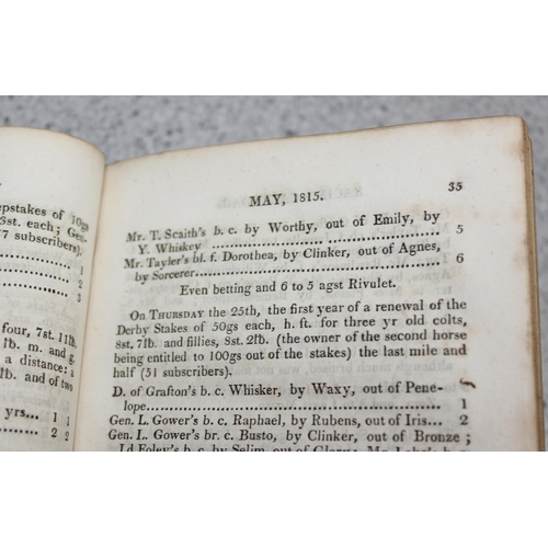 565B - 8 early 19th century leather bound racing calendars for the years 1815, 1816, 1826, 1834, 1835, 1836... 