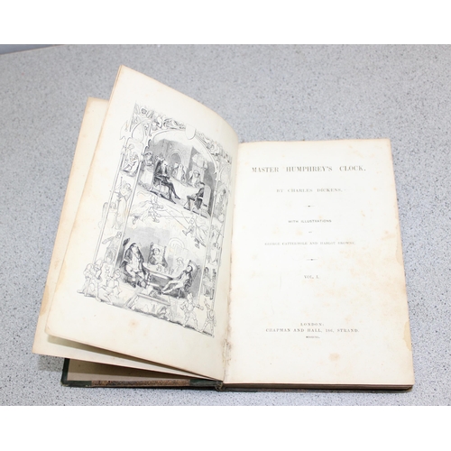 580A - Charles Dickens, 'Master Humphrey's Clock' 1840 half leather bound first edition with illustrations ... 