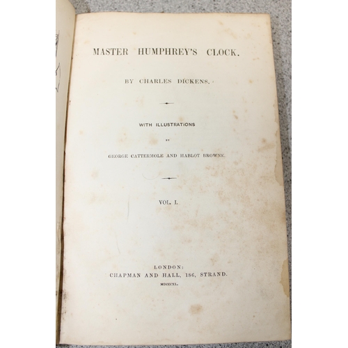 580A - Charles Dickens, 'Master Humphrey's Clock' 1840 half leather bound first edition with illustrations ... 