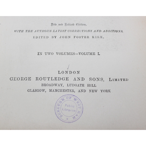 580C - William H Prescott 'History of the conquest of Mexico' Volume l & ll, half leather bound cover with ... 