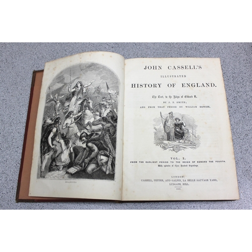 587A - John Cassell's Illustrated History of England, 2 half leather bound volumes, 1857