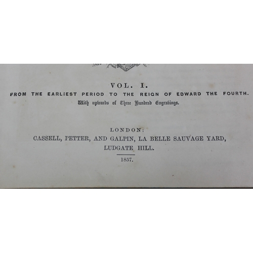 587A - John Cassell's Illustrated History of England, 2 half leather bound volumes, 1857