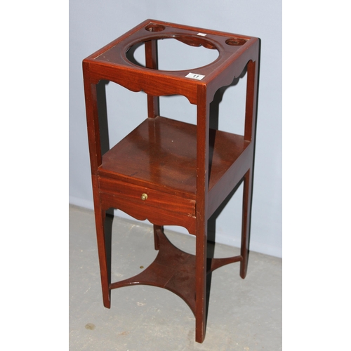 11 - Georgian Mahogany wash stand with single drawer, approx 31cm wide by 76cm tall