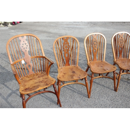 2 - Stewart Linford, a set of 8 (6+2), Burr Elm and Yew wood 18th century style country farmhouse wheel ... 