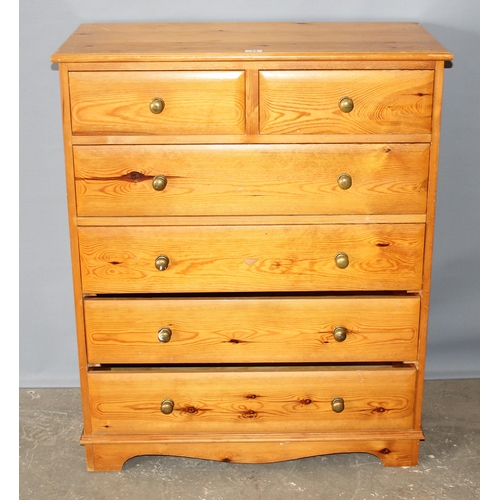 24 - A modern Pine 2 over 4 chest of drawers, approx 91cm wide