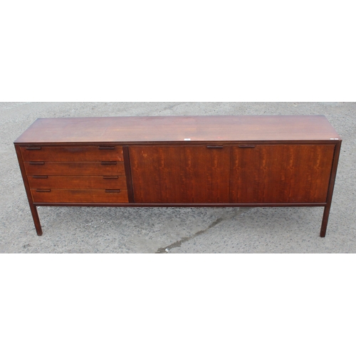 35 - A retro sideboard with 2 cupboards and 3 drawers, likely Scandinavian but seemingly unmarked, approx... 