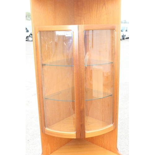 42A - Retro Parker Knoll corner display shelf unit, approx 195cm tall