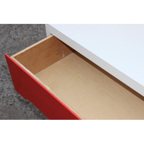 53 - A pair of 4 drawer white and red painted chests of drawers, each approx 76cm wide