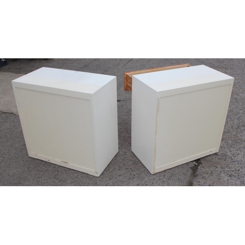 53 - A pair of 4 drawer white and red painted chests of drawers, each approx 76cm wide