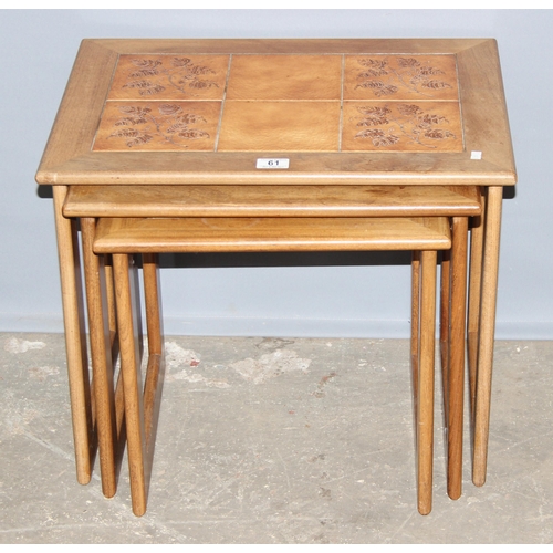 61 - A retro Keith Eatwell nest of 3 tile topped tables