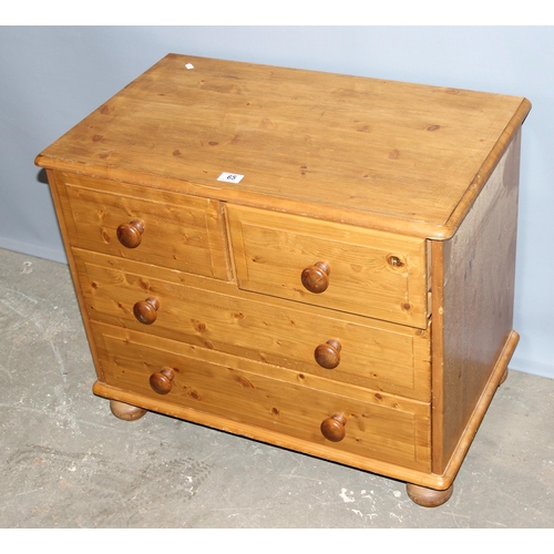 65 - A modern pine 2 over 2 chest of drawers, approx 74cm wide