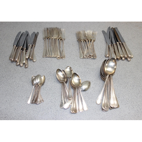 1010 - A vintage 82 piece silver plated cutlery set comprising of 12 knives and forks of 2 sizes, 12 desser... 