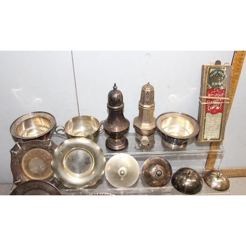 1014 - Collection of silver plated and other items to include trays, dishes and cutlery approx 2.9Kg