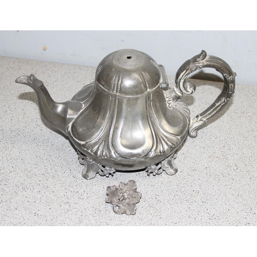 1017 - Victorian pewter tea & coffee set with grapevine detail