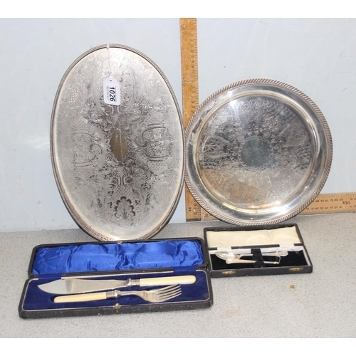 1026 - A boxed silver 2 piece christening set containing a silver spoon and pusher, Sheffield 1946 by Willi... 