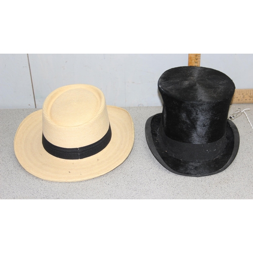 203 - An antique silk top hat, small size and a Guatemalan hat (2)