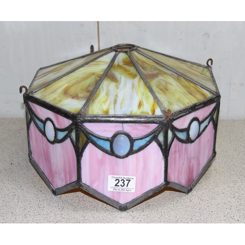 237 - An early 20th century Tiffany style leaded and stained glass light fitting of octagonal form, approx... 