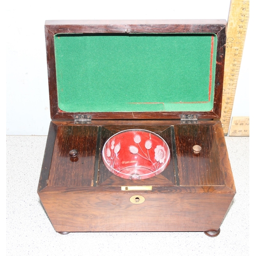 270 - A 19th century rosewood sarcophagus shaped tea caddy, approx 27cm wide