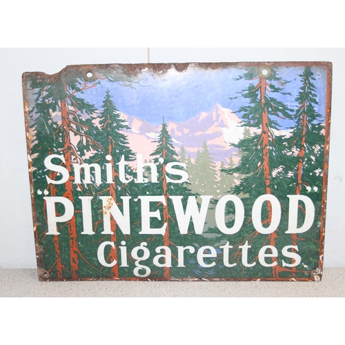 413 - Double sided vintage Smith's Pinewood cigarettes enamel advertising sign approx 50cm x 38cm