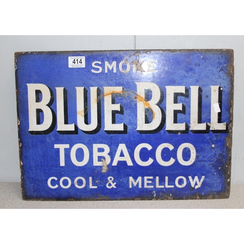 414 - Double sided Blue Bell Tobacco enamel advertising sign approx 50cm x 36cm