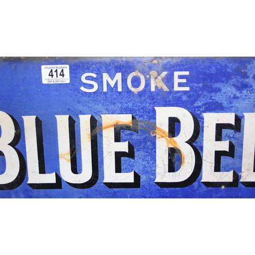 414 - Double sided Blue Bell Tobacco enamel advertising sign approx 50cm x 36cm