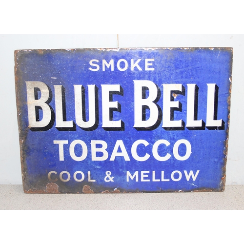 414 - Double sided Blue Bell Tobacco enamel advertising sign approx 50cm x 36cm