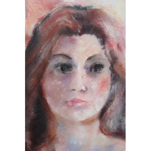 417 - M.A. Muller (Irish XX), pastel portrait nude of a young female, signed lower left, triple mounted in... 