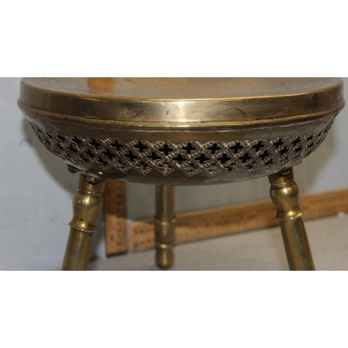 75 - An unusual vintage brass 3 legged stool