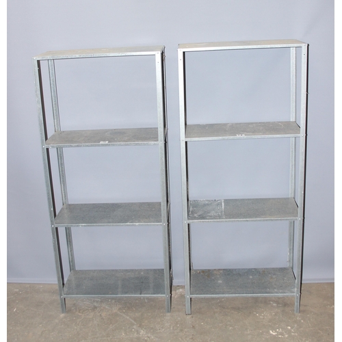 78 - 2 galvanised shelving units approx 141cm high and 60cm wide