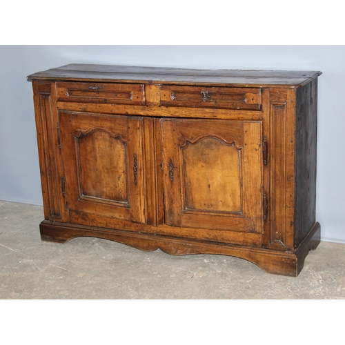 82 - Antique 18th century Elm 2 drawer over cupboard sideboard with key