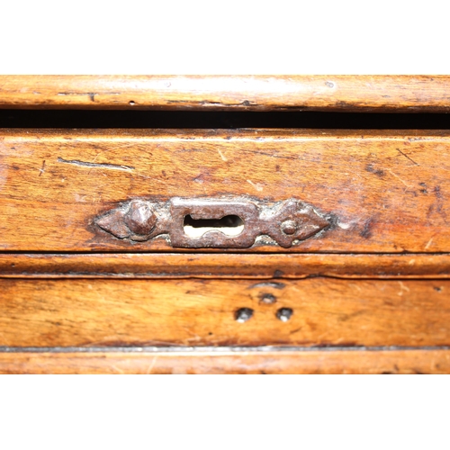 82 - Antique 18th century Elm 2 drawer over cupboard sideboard with key