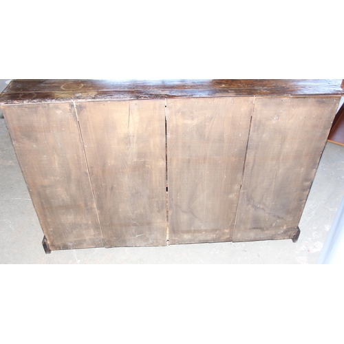 82 - Antique 18th century Elm 2 drawer over cupboard sideboard with key