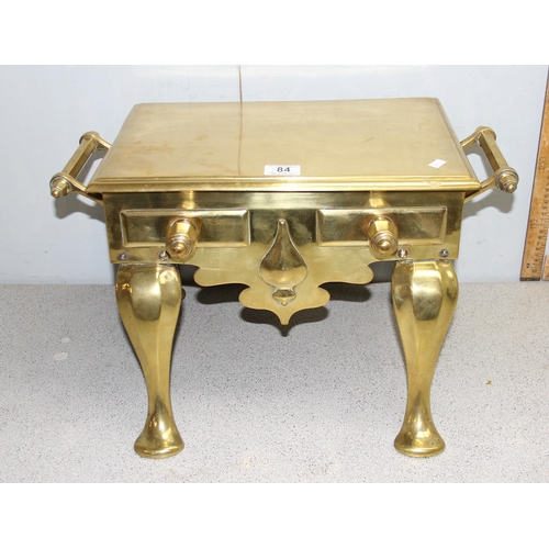 84 - British Antique brass Hearth Bench footman fireplace stool