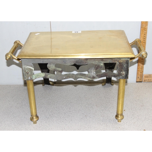 84 - British Antique brass Hearth Bench footman fireplace stool