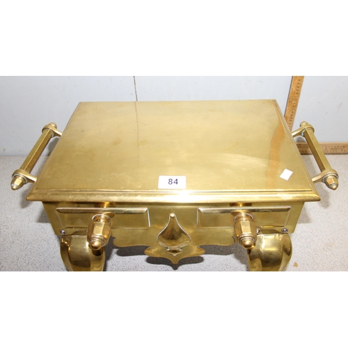 84 - British Antique brass Hearth Bench footman fireplace stool