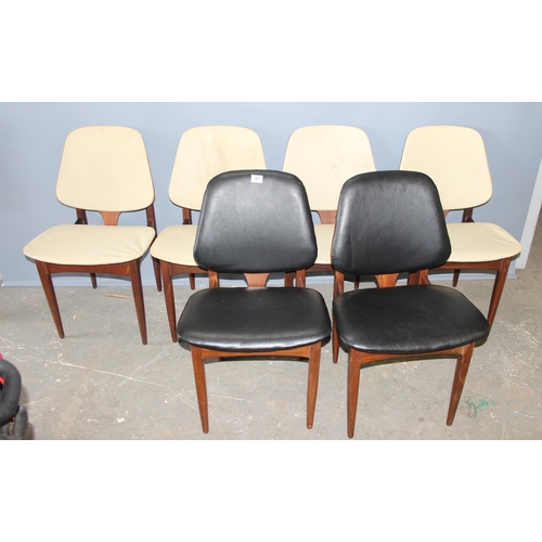 87 - A set of 6 black and white retro Scandinavian style chairs believed to be by Elliots of Reading but ... 