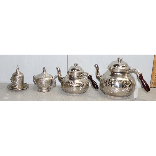 1027 - Qty of silver plated items to inc some believed to be Russian, teapot and coffee pot etc