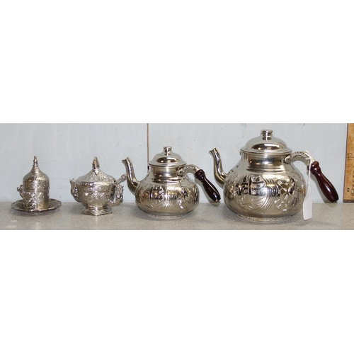 1027 - Qty of silver plated items to inc some believed to be Russian, teapot and coffee pot etc