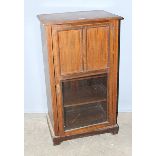 103 - An antique mahogany glass fronted display cabinet, approx 54cm wide