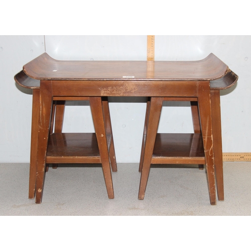 106 - Mid century Remploy nest of 3 bentwood tables