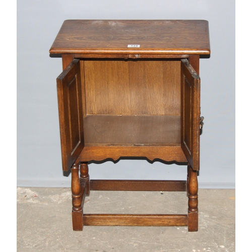 134 - Early 20th century carved oak pot cupboard, approx 50cm wide