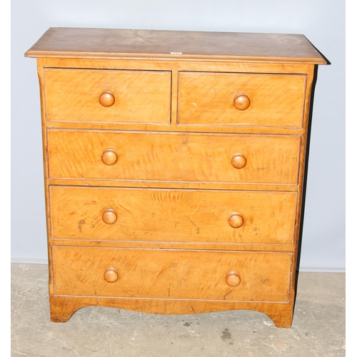 137 - Victorian scumbled pine 2 over 3 chest of drawers with bun handles, approx. width 104cm